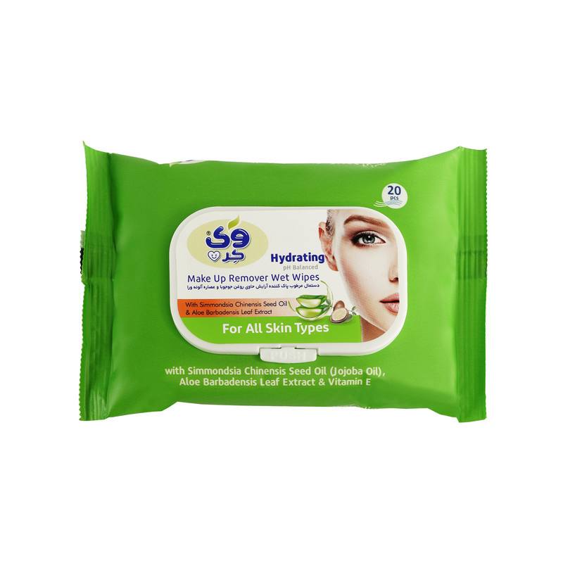 دستمال مرطوب وی کر مدل Aloe Vera -Jojoba بسته 20 عددی دستمال مرطوب وی کر مدل Aloe Vera -Jojoba بسته 20 عددی