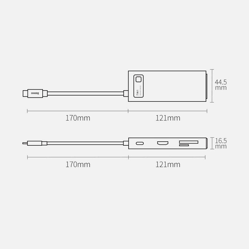 هاب 7 پورت USB-C باسئوس مدل WKWG020113 هاب 7 پورت USB-C باسئوس مدل WKWG020113