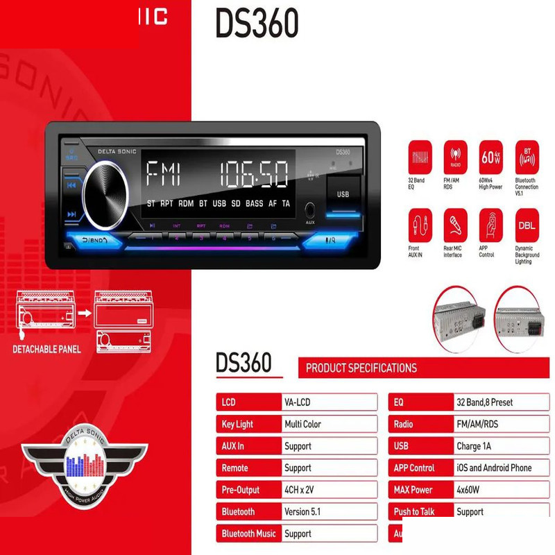 پخش کننده خودرو دلتا سونیک مدل DS360 پخش کننده خودرو دلتا سونیک مدل DS360