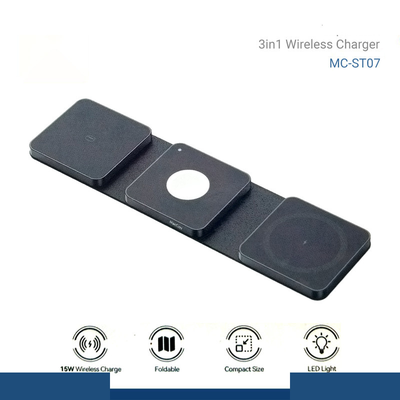 داک شارژر بیسیم 15 وات 3 پورت مک کوی مدل ST-07 داک شارژر بیسیم 15 وات 3 پورت مک کوی مدل ST-07
