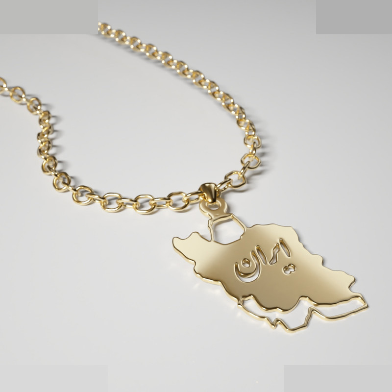 آویز گردنبند طلا 18 عیار زنانه مدوپد مدل ایران کد kc18757 آویز گردنبند طلا 18 عیار زنانه مدوپد مدل ایران کد kc18757