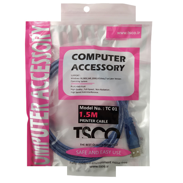 کابل پرینتر USB تسکو مدل TC 01 طول 1.5 متر کابل پرینتر USB تسکو مدل TC 01 طول 1.5 متر