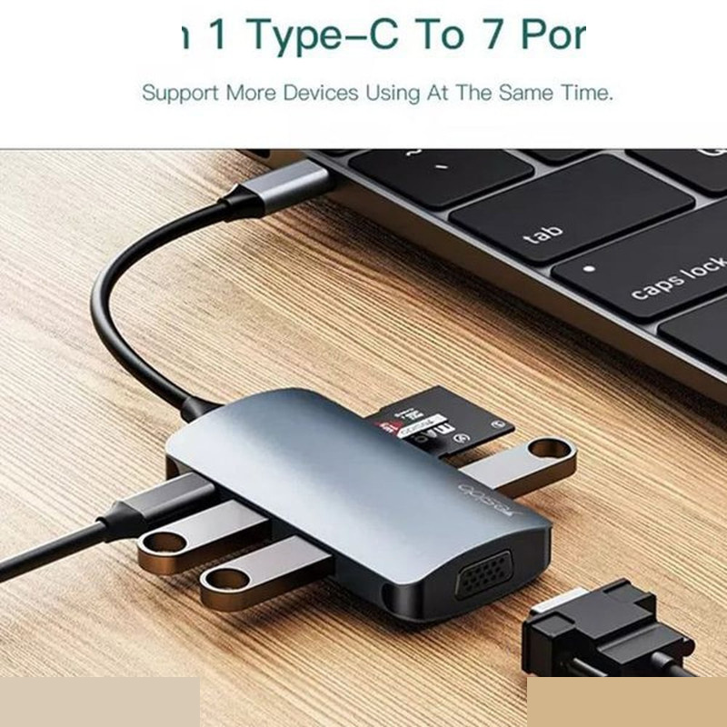 هاب 7 پورت USB-C یسیدو مدل HB16 هاب 7 پورت USB-C یسیدو مدل HB16