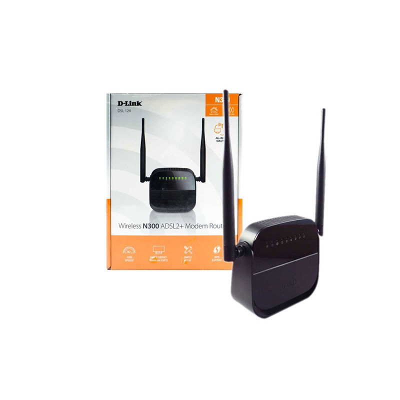 مودم روتر ADSL2 Plus بی سیم N300 دی-لینک مدل DSL-124 New مودم روتر ADSL2 Plus بی سیم N300 دی-لینک مدل DSL-124 New