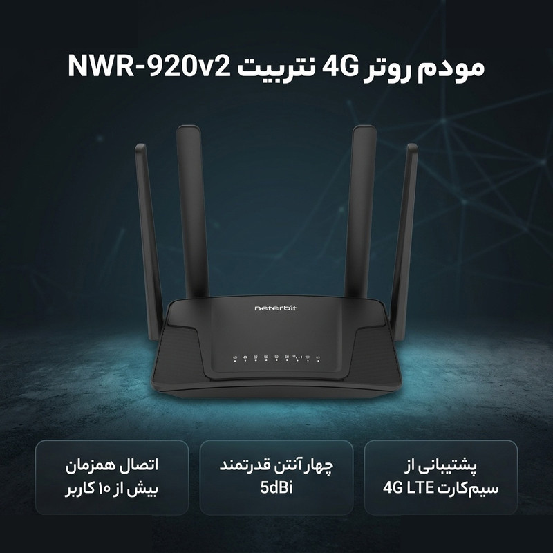 مودم روتر 4G خانگی نتربیت مدل NWR-920v2 مودم روتر 4G خانگی نتربیت مدل NWR-920v2