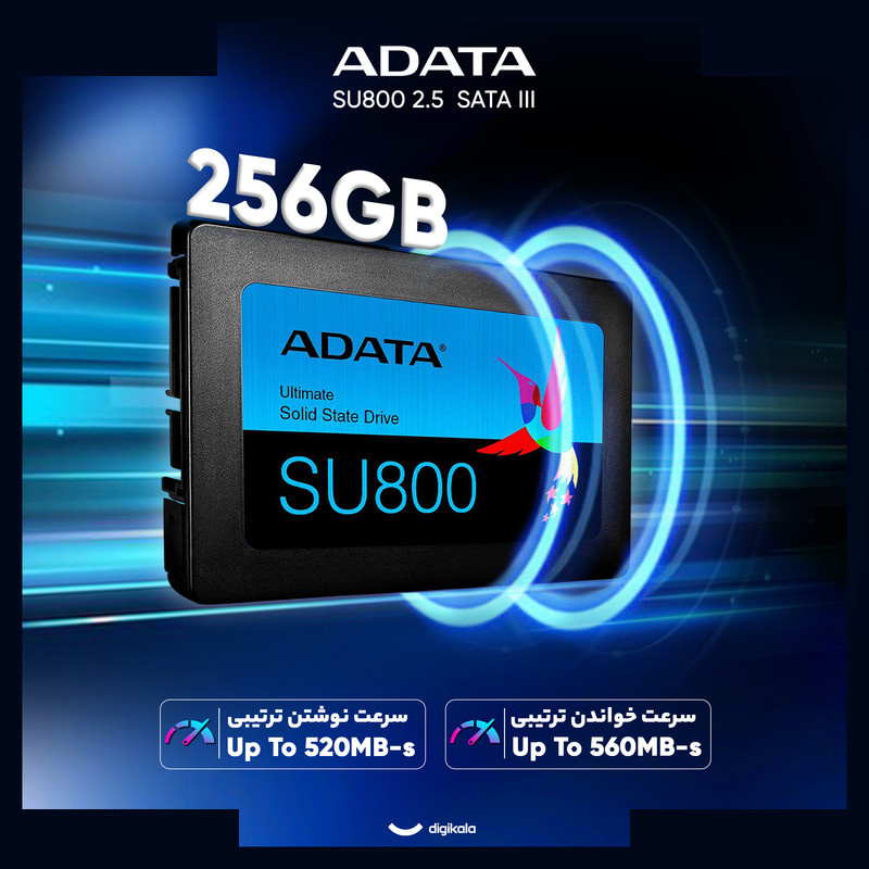 اس اس دی اینترنال SATA III ای دیتا مدل SU800 ظرفیت 256 گیگابایت اس اس دی اینترنال SATA III ای دیتا مدل SU800 ظرفیت 256 گیگابایت