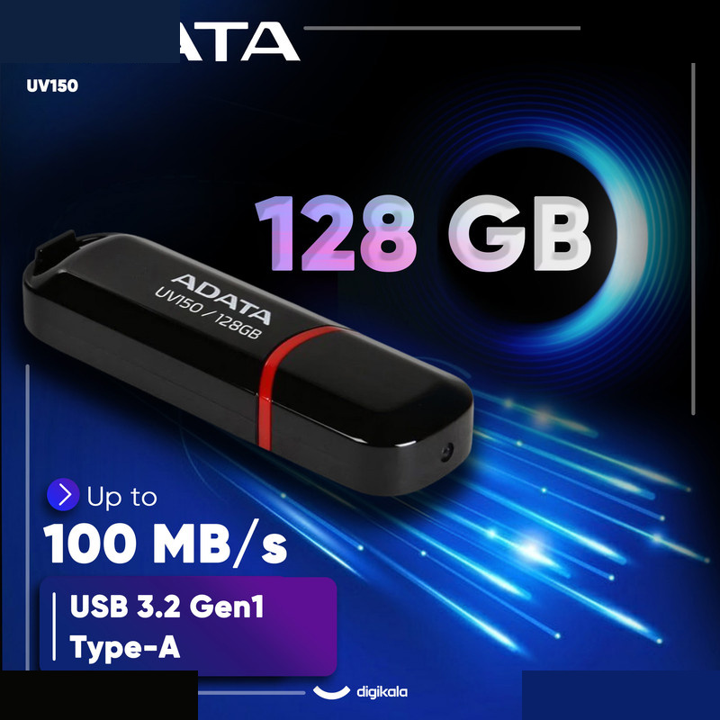 فلش مموری ای دیتا مدل UV150 ظرفیت 128 گیگابایت با رابط USB 3.2 Gen1 فلش مموری ای دیتا مدل UV150 ظرفیت 128 گیگابایت با رابط USB 3.2 Gen1