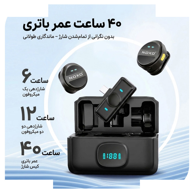 میکروفون بی سیم یقه ای نوکسو مدل MC‑N2 با درگاه اتصال USB‑C میکروفون بی سیم یقه ای نوکسو مدل MC‑N2 با درگاه اتصال USB‑C