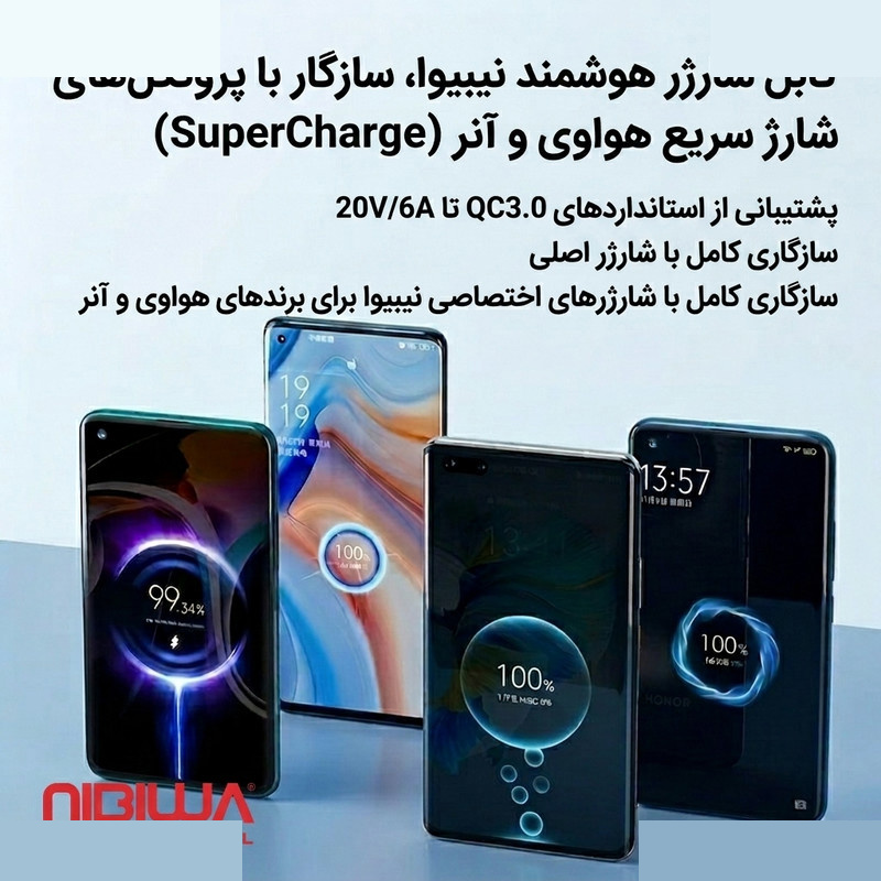کابل تایپ سی نیبیوا مدل SuperChargeHonor طول یک متر کابل تایپ سی نیبیوا مدل SuperChargeHonor طول یک متر