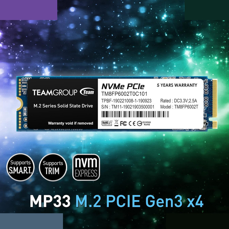 اس اس دی اینترنال تیم گروپ مدل M.2 MP33 ظرفیت 512 گیگابایت اس اس دی اینترنال تیم گروپ مدل M.2 MP33 ظرفیت 512 گیگابایت