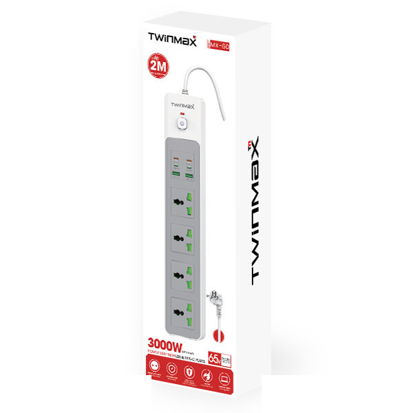 چندراهی و محافظ برق تویین مکس مدل MX-60 چندراهی و محافظ برق تویین مکس مدل MX-60
