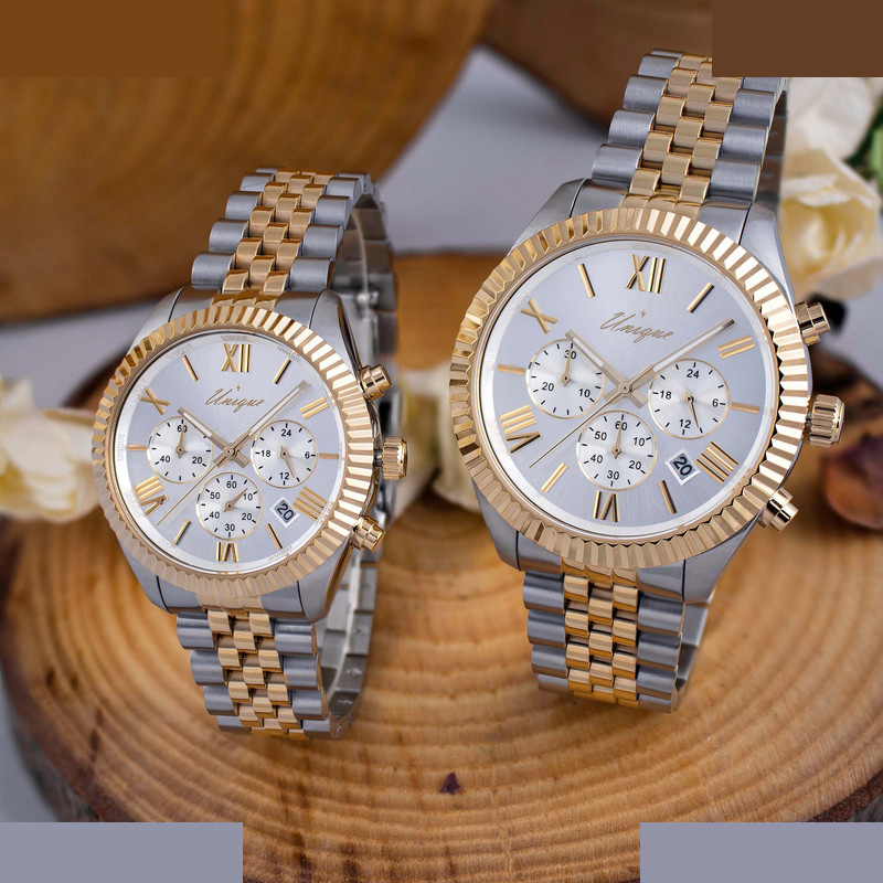 ست ساعت مچی عقربه ای کوارتز زنانه و مردانه یونیک مدل s517