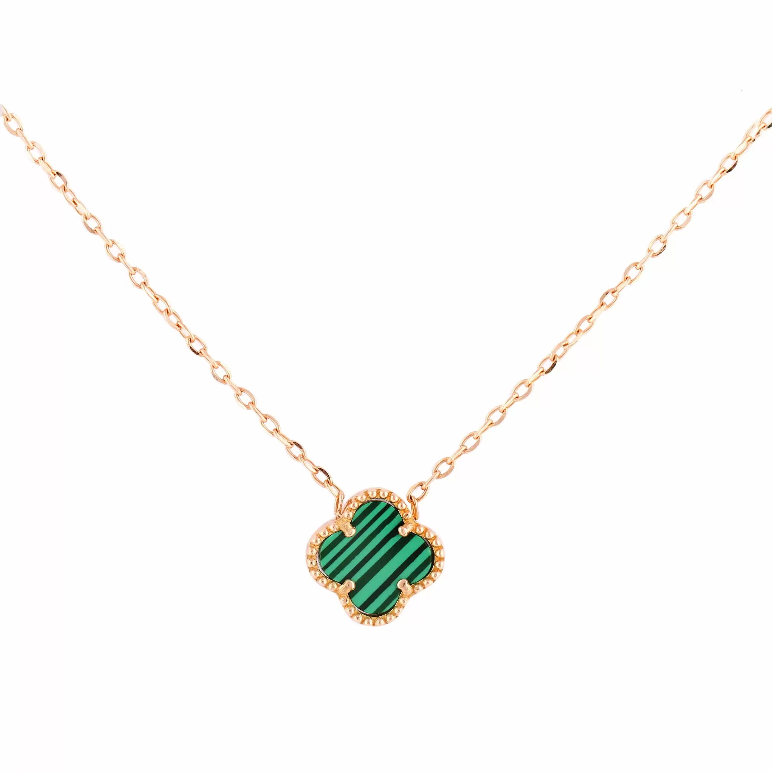گردنبند طلا زنانه اپال گلد مدل ونکلیف سبز 02