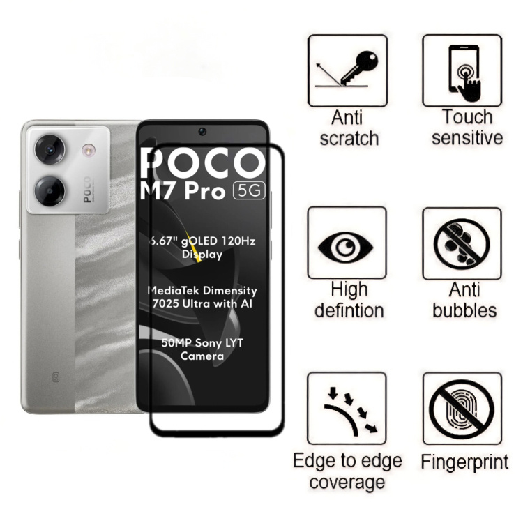 محافظ صفحه نمایش گوشی موبایل زیفرند شیشه ای فول چسب مدل 9H مناسب شیائومی Poco M7 Pro 5G محافظ صفحه نمایش گوشی موبایل زیفرند شیشه ای فول چسب مدل 9H مناسب شیائومی Poco M7 Pro 5G
