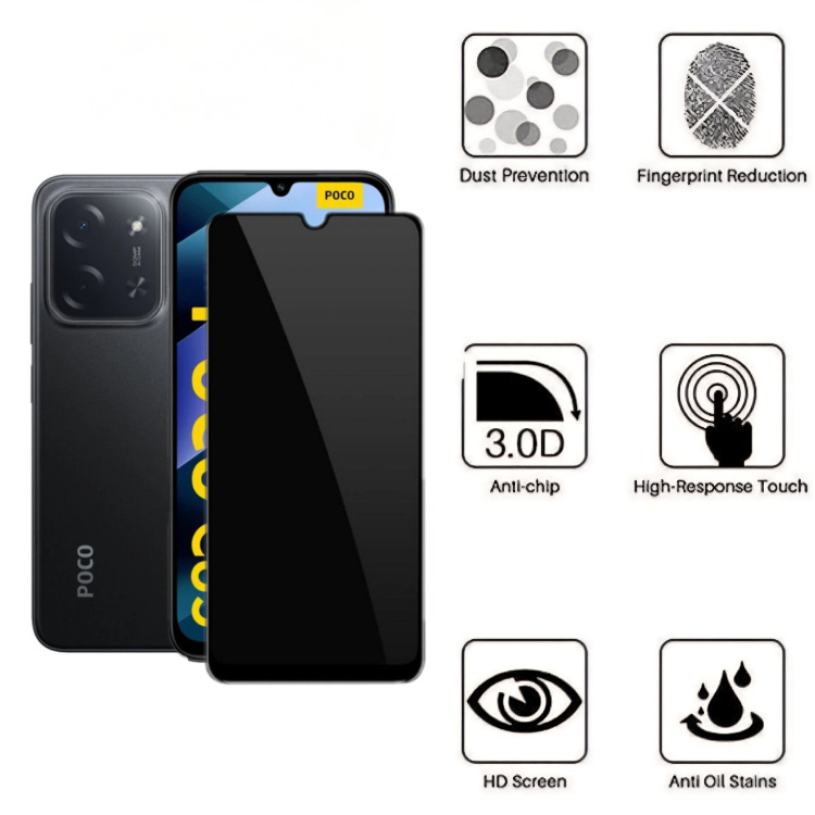 محافظ صفحه نمایش شیشه ای گوشی موبایل زیفرند مدل Privacy مناسب شیائومی Poco C85 4G محافظ صفحه نمایش شیشه ای گوشی موبایل زیفرند مدل Privacy مناسب شیائومی Poco C85 4G