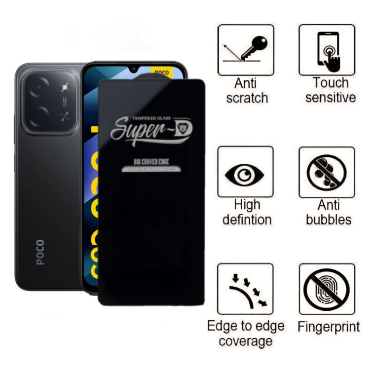 محافظ صفحه نمایش شیشه ای گوشی موبایل زیفرند مدل Super D مناسب شیائومی Poco C85 4G محافظ صفحه نمایش شیشه ای گوشی موبایل زیفرند مدل Super D مناسب شیائومی Poco C85 4G