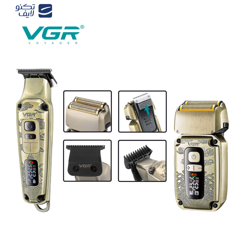  ماشین اصلاح موی سر و صورت وی جی ار مدل V-641 مجموعه 2 عددی