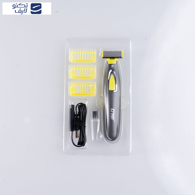 ماشین اصلاح موی صورت شارژی جی دبلیو مدل GW-9866، اصلاح به صورت صفر زن، طراحی ارگونومیک، منبع انرژی با باتری، تکنولوژی اصلاح به صورت تریمر، اندازه اصلاح 0.1 میلی‌متر، مدت زمان شارژ 480 دقیقه، دارای بدنه ضد لغزش، به همراه برس تمیزکننده و کابل شارژ USB