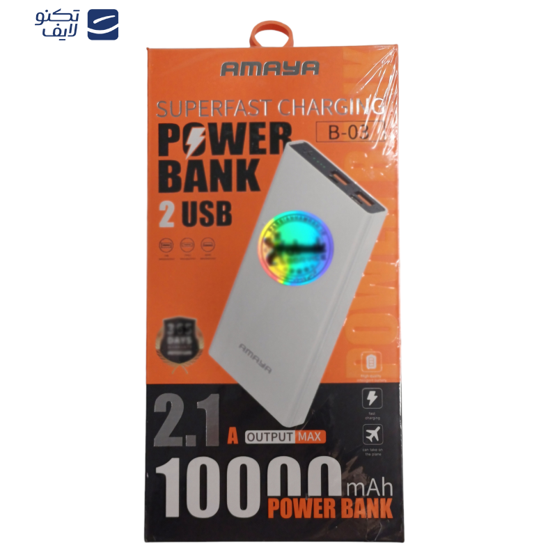 پاور بانک آمایا مدل B-03 ظرفیت 10000 میلی آمپر ساعت پاور بانک آمایا مدل B-03 ظرفیت 10000 میلی آمپر ساعت