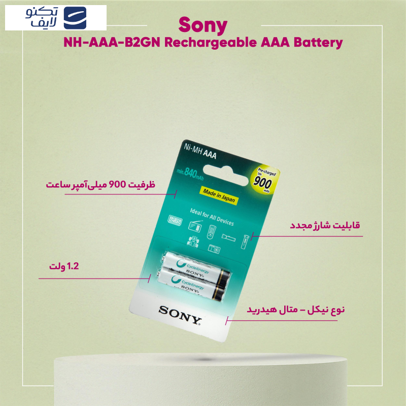 باتری نیم قلمی قابل شارژ سونی مدل NH-AAA-B2GN بسته 2 عددی باتری نیم قلمی قابل شارژ سونی مدل NH-AAA-B2GN بسته 2 عددی