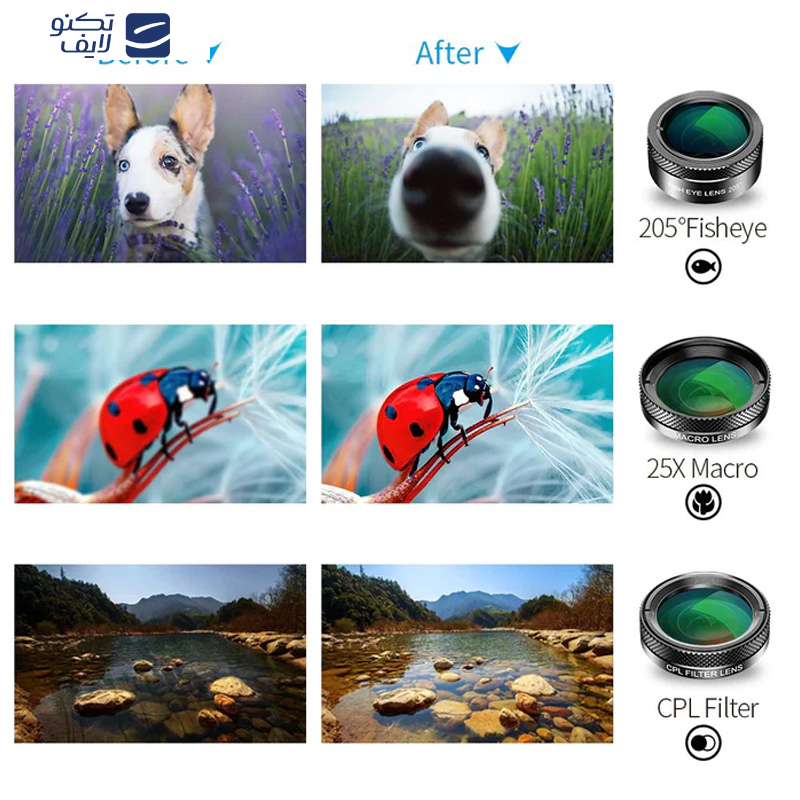 لنز کلیپسی موبایل گرین لاین مدل Lens Kit 6 in 1 لنز کلیپسی موبایل گرین لاین مدل Lens Kit 6 in 1