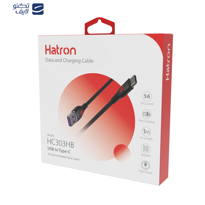 کابل USB به USB-C هترون مدل HC303HB طول 1 متر کابل USB به USB-C هترون مدل HC303HB طول 1 متر