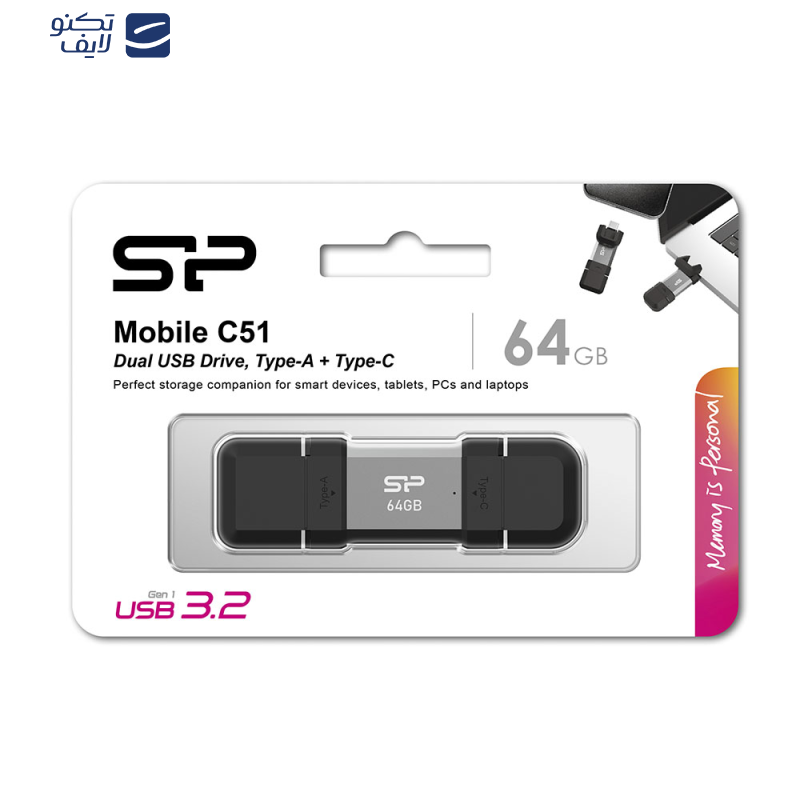 فلش مموری USB 3.2 سیلیکون پاور مدل C51 ظرفیت 64 گیگابایت فلش مموری USB 3.2 سیلیکون پاور مدل C51 ظرفیت 64 گیگابایت
