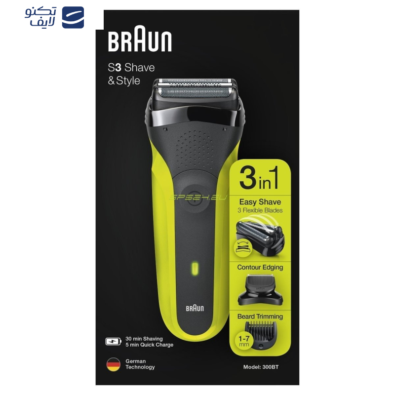 ماشین اصلاح موی صورت براون شارژی مدل S3 300BT