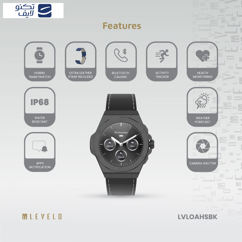 ساعت هوشمند 44 میلی متری لولو مدل Oak Automatique Hybrid بند چرم ساعت هوشمند 44 میلی متری لولو مدل Oak Automatique Hybrid بند چرم