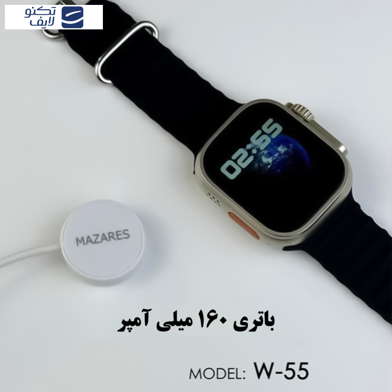ساعت هوشمند مازارس مدل W55 سایز 49mm به همراه بند اضافه ساعت هوشمند مازارس مدل W55 سایز 49mm به همراه بند اضافه