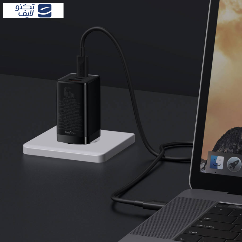 شارژر دیواری 65 وات بیسوس مدل GaN3 Pro-65W به همراه کابل USB-C شارژر دیواری 65 وات بیسوس مدل GaN3 Pro-65W به همراه کابل USB-C
