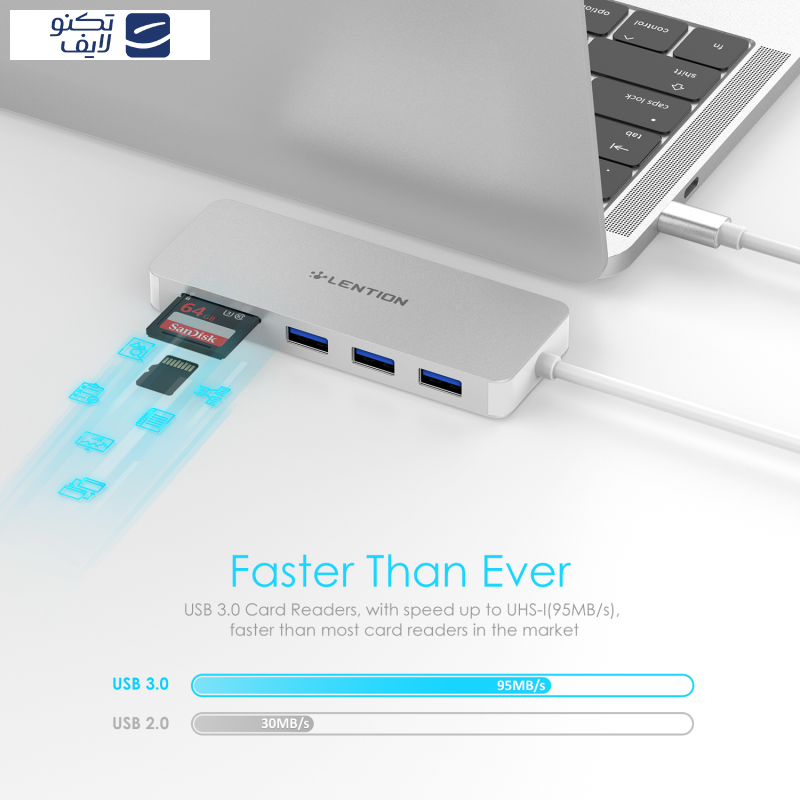 هاب 5 پورت USB-C لنشن مدل C15 هاب 5 پورت USB-C لنشن مدل C15