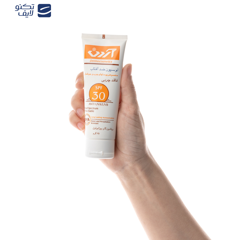 لوسیون ضدآفتاب آردن مدل SPF30 مناسب پوست های چرب و مستعد آکنه وزن 75 گرم