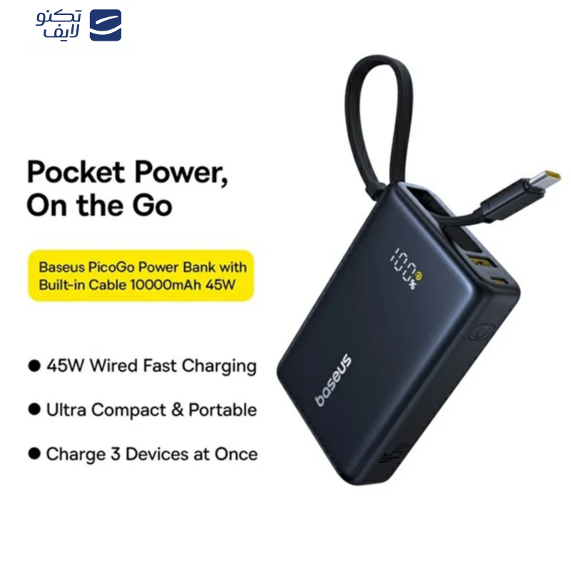 پاوربانک بیسوس مدل PicoGo 45W ظرفیت 10000 میلی آمپر ساعت  پاوربانک بیسوس مدل PicoGo 45W ظرفیت 10000 میلی آمپر ساعت