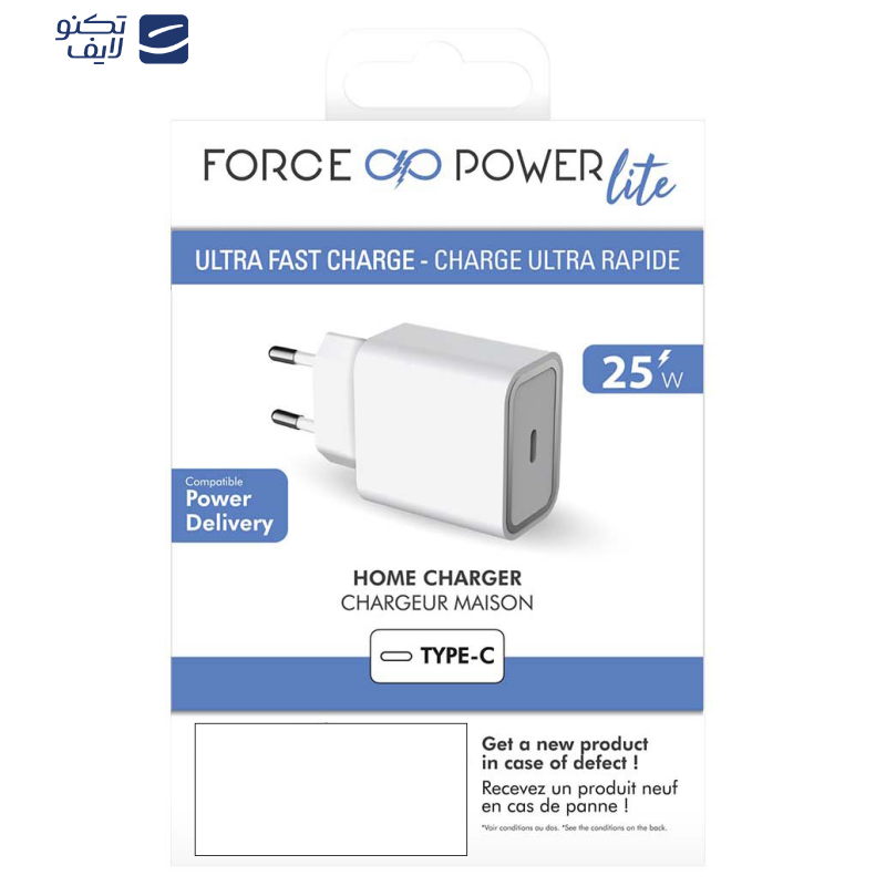 شارژر دیواری فورس مدل FPLICS1C25WPDW USB-C PD شارژر دیواری فورس مدل FPLICS1C25WPDW USB-C PD