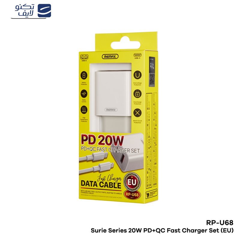 شارژر دیواری ریمکس مدل PD U68 به همراه کابل تبدیل لایتنینگ شارژر دیواری ریمکس مدل PD U68 به همراه کابل تبدیل لایتنینگ