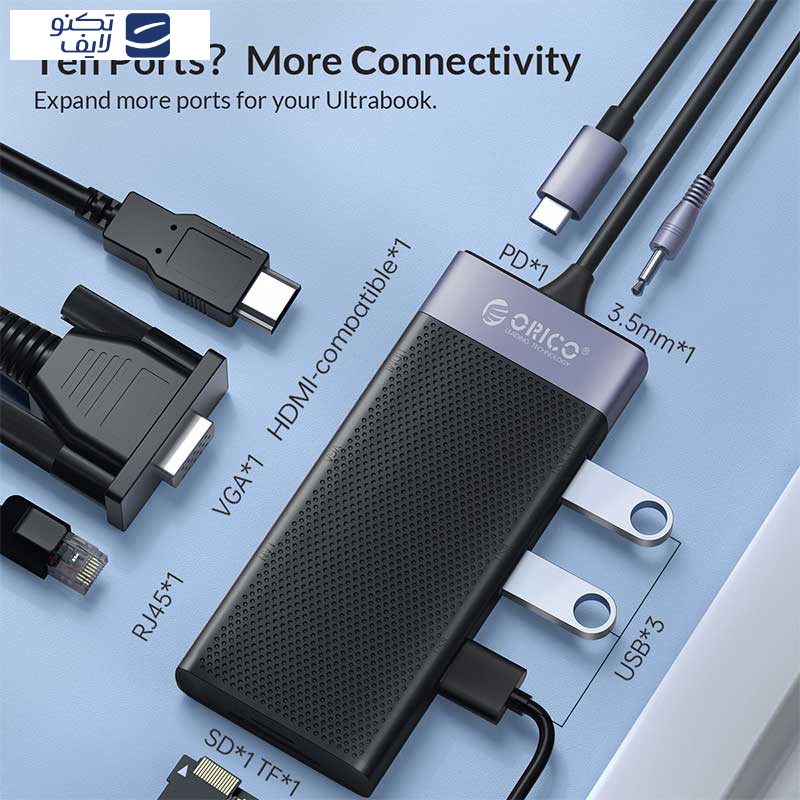 هاب ده پورت USB-C اوریکو مدل MDK-10P هاب ده پورت USB-C اوریکو مدل MDK-10P