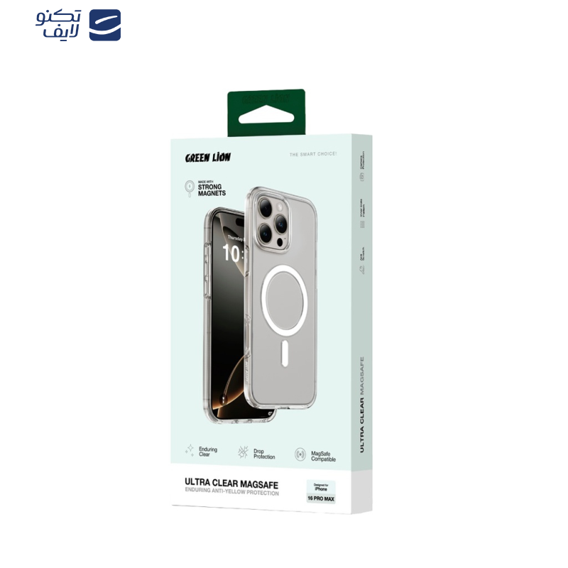 کاور گرین لاین مدل magsafe crystal clear مناسب برای گوشی موبایل اپل Iphone 16 pro max