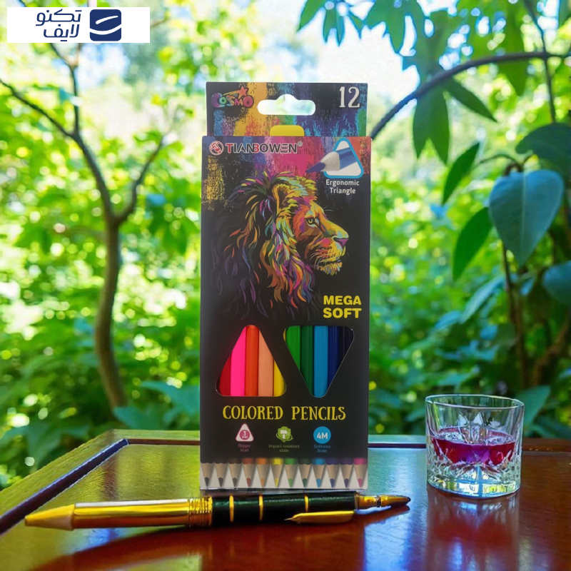 مداد رنگی 12 رنگ تیان بوون مدل شیر