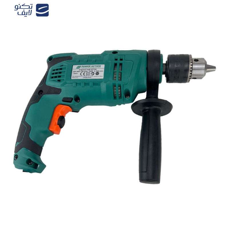 دریل چکشی 750 وات 13 میلیمتری پاوراکشن مدل ID750 دریل چکشی 750 وات 13 میلیمتری پاوراکشن مدل ID750