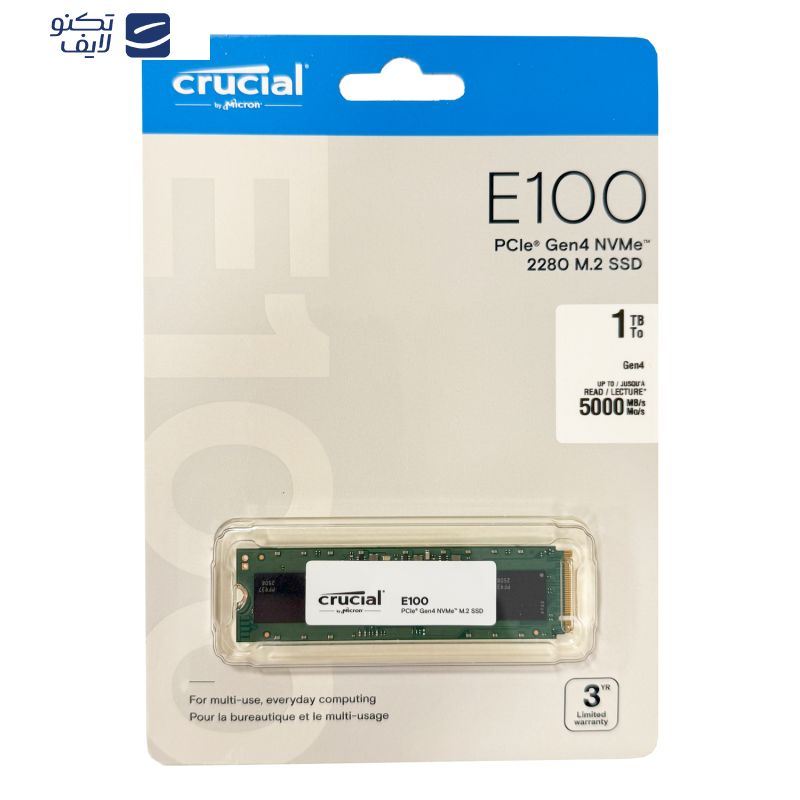 اس اس دی اینترنال PCIe 4.0 کروشیال مدل E100 Gen4 ظرفیت یک ترابایت اس اس دی اینترنال PCIe 4.0 کروشیال مدل E100 Gen4 ظرفیت یک ترابایت