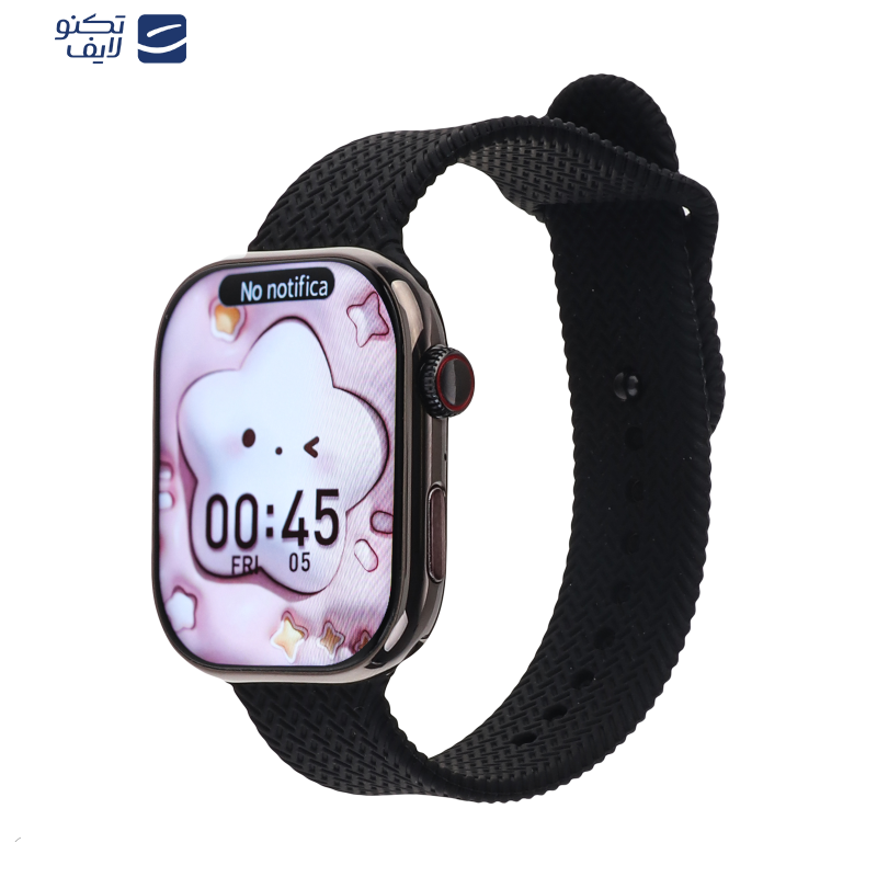 ساعت هوشمند ویزمی مدل WS10-6 MAX دارای قابلیت های صفحه نمایش رنگی، صفحه نمایش لمسی و شمارنده ضربان قلب بند سیلیکونی 
