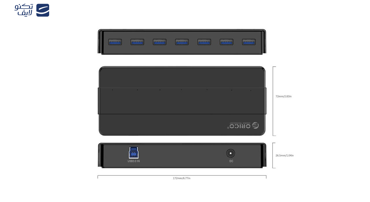 هاب 7 پورت USB 3.0 اوریکو مدل H7928-U3-V1 هاب 7 پورت USB 3.0 اوریکو مدل H7928-U3-V1