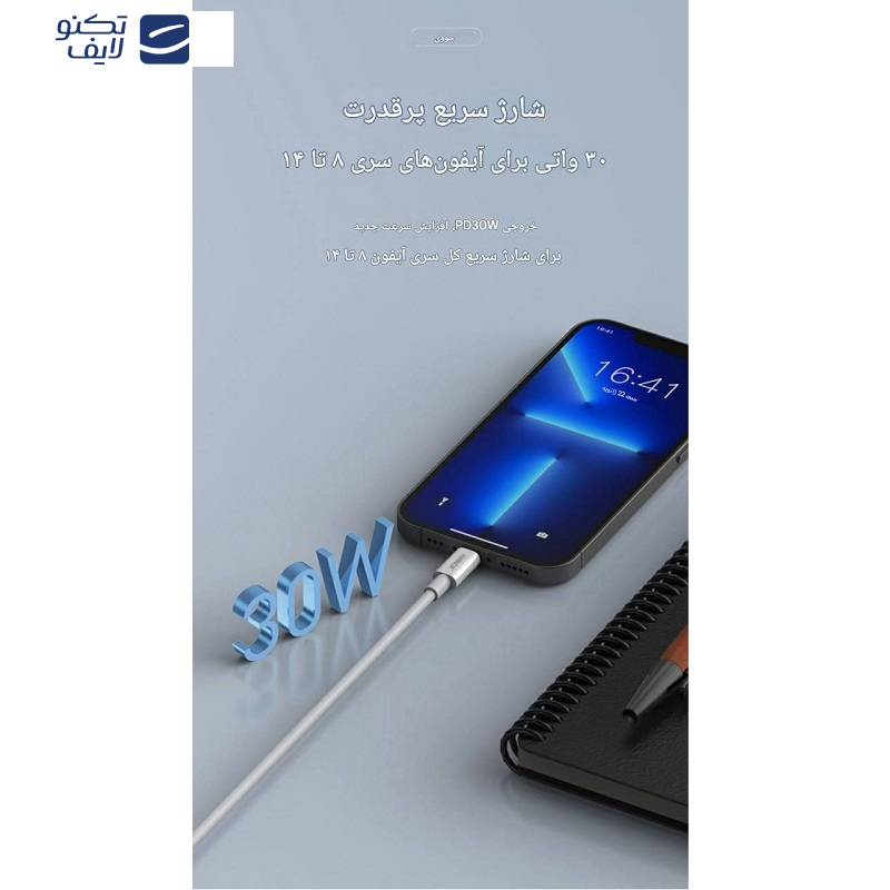 کابل تبدیل USB-C به لایتنینگ جووی مدل LI-183 طول دو متر کابل تبدیل USB-C به لایتنینگ جووی مدل LI-183 طول دو متر