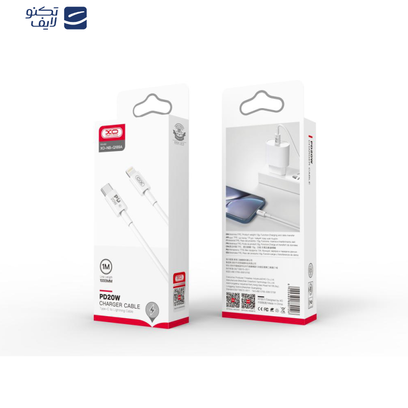 کابل تبدیل usb-c به لایتنینگ ایکس او مدل nb-q189a طول 1 متر کابل تبدیل usb-c به لایتنینگ ایکس او مدل nb-q189a طول 1 متر