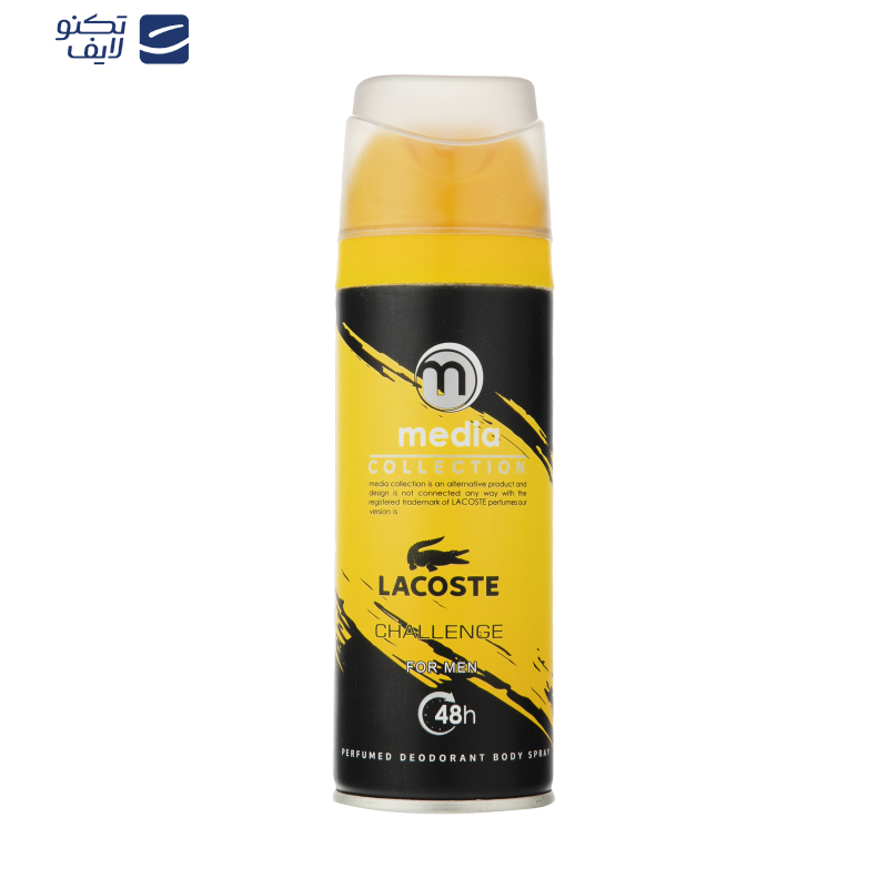 اسپری بدن مردانه مدیا مدل Lacoste حجم 200 میلی لیتر اسپری بدن مردانه مدیا مدل Lacoste حجم 200 میلی لیتر