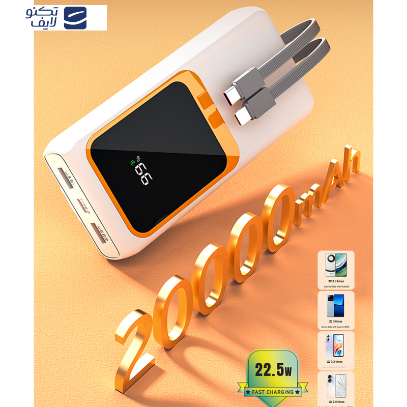 پاوربانک پی زد ایکس مدل V27 Fast Charging 22.5W Cabled ظرفیت 20000 میلی آمپر ساعت پاوربانک پی زد ایکس مدل V27 Fast Charging 22.5W Cabled ظرفیت 20000 میلی آمپر ساعت