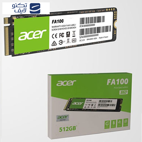 اس اس دی اینترنال PCIe Gen3 x4 ایسر مدل FA100 ظرفیت 512 گیگابایت