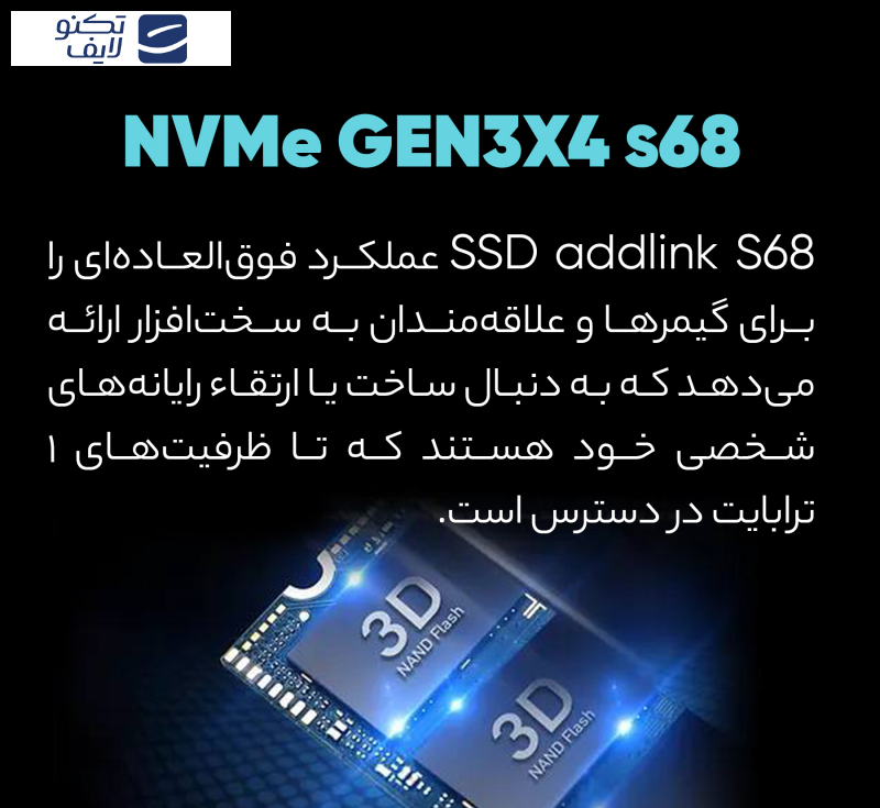 اس اس دی اینترنال ادلینک مدل S68 ظرفیت 256 گیگابایت اس اس دی اینترنال ادلینک مدل S68 ظرفیت 256 گیگابایت