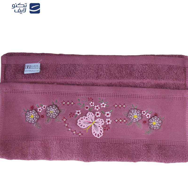 حوله دستی بهباف اذر طرح پروانه مدل دورونخ سایز 40x78 سانتی متر حوله دستی بهباف اذر طرح پروانه مدل دورونخ سایز 40x78 سانتی متر